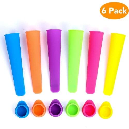 6 PCS Multicolor Silicone Popsicle Molds Durable Ice Molds Popsicle Maker Assorted Color detachable lid DIY Ice Cream Molds
