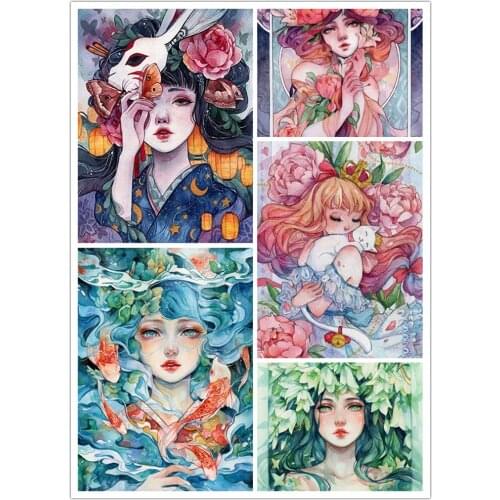 Pour glue DIY diamond painting cartoon girl kit full circle drill needle embroidery mosaic art painting accessories