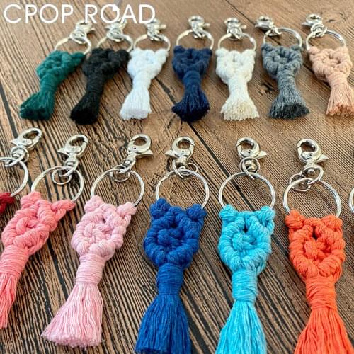 Cpop Handmade Tassel Key Chain for Women Small Bohemian Handbag Pendant Macrame Key Chains Accessories Bridesmaid Jewelry Gift