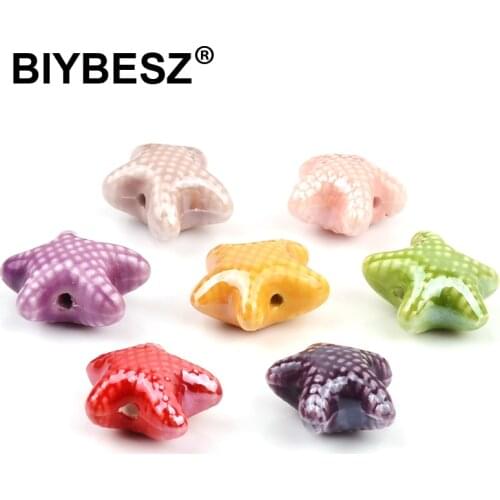 Star Shape Ceramic Colorful Loose Beads Starfish Shape Beads For Jewelry Making DIY Bracelets Earrings Handmade Accessories