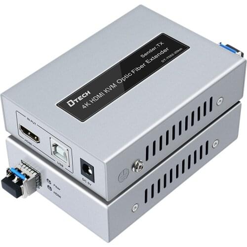 Dtech HDMI KVM Fiber Optic Extender Support 3840X2160@30Hz 20KM 4K HDMI Fiber Optic Extender