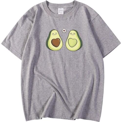 Fashion Oversized Male Tee Shirt Crewneck Vintage Tees Shirt Avocado Fall In Love Prints Tops Short Sleeve Casual Tshirts Men