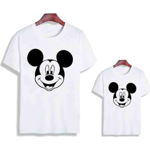 Summer Family Matching Clothes Harajuku Fashion Kid Cute Print Mickey Mouse Head T Shirt Casual Short Sleeve Adult Unisex Tshirt