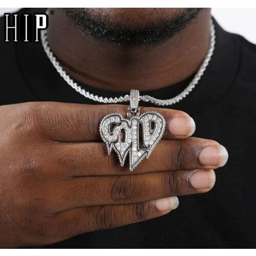Hip Hop Bling Cubic Zirconia Cold Pendant Iced Out In White Gold Color Necklaces & Pendants For Men Jewelry With Solid Back