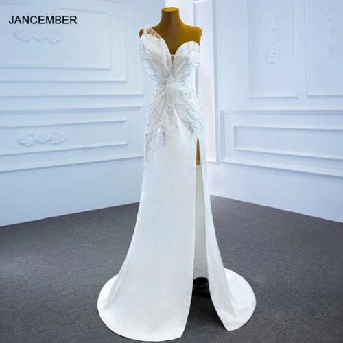 J67188 White Jancember New Celebrity Dress 2020 Sequined A-Line Beading Lace Up Back Strapless With Sleeveless