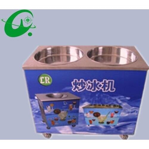 Commercial Double pan fried ice cream machien, 27KG/H Fry ice cream machine, ice cream roll machine,flat fried ice cream maker