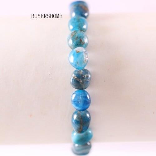 Hot Wrist Jewerlry For Women Natural Stone Beads Irregular Blue Apatite Bracelet 7.5" 1Pcs H1307