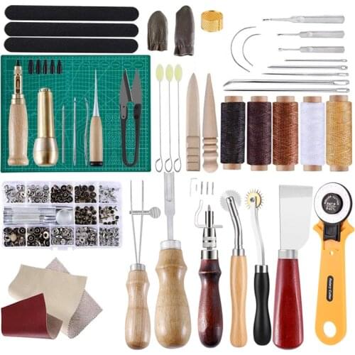 LMDZ Complete Leather Craft Tool Sets 42 Pcs DIY Craft Supplies for Beginner-Hand Sewing Tools for Stitching/Punching Canvas