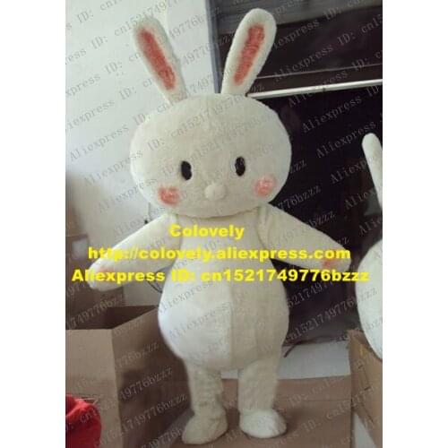 Fancy White Rabbit Bunny Mascot Costume Mascotte Jackrabbit Lepus Hare With Small Black Eyes Red Cheeks Adult No.2704 Free Ship