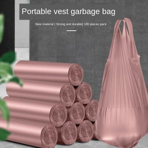 Source garbage bags household portable thickened affordable kitchen black vest type large garbage bucket plastic bags