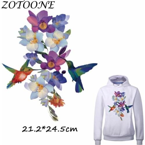 ZOTOONE Big Bird Flower Patch for Clothing Iron-On Garment Heat Transfer Washable Badges Diy Accessory T Shirt Applique Patches