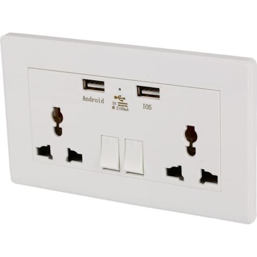 2 USB 2100mA Wall Charger Adapter Socket Dual USB Port Outlets Plate Panel Universal Wall Socket Plug