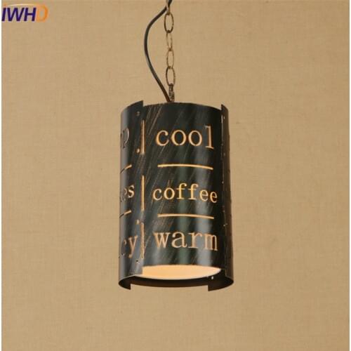 Nordic Iron Letter Droplight Loft Style LED Pendant Light Fixtures For Dining Room Hanging Lamp Vintage Industrial Lighting