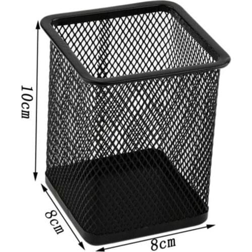 2021 New Large-capacity Desk Pen Holder Pencil Storage Box Metal Mesh Square Pencil Box Student Stationery School Office