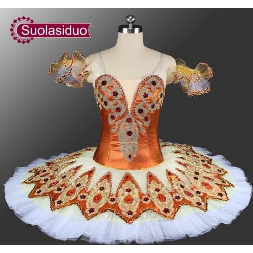 New Arrival Canary Fairy Professional Ballet Tutu Adult Classcial Platter Tutu Ballet Costume Ballerina Orange Stage Dancewear