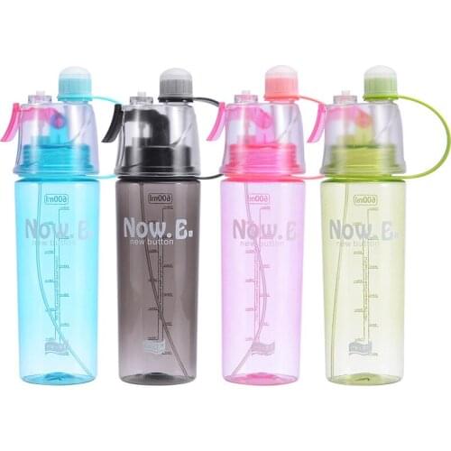 New 400/600ML 4 Color Solid Plastic Spray Cool Summer Sport Water Bottle Portable Climbing Outdoor Bike Shaker My Water Bottles