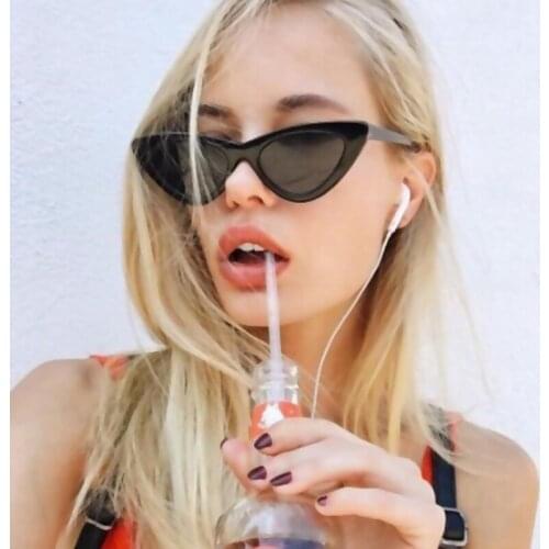 Cute Sexy Retro Cat Eye Sunglasses Women Small Black White Triangle Vintage Cheap Sun Glasses Red Female Glasses