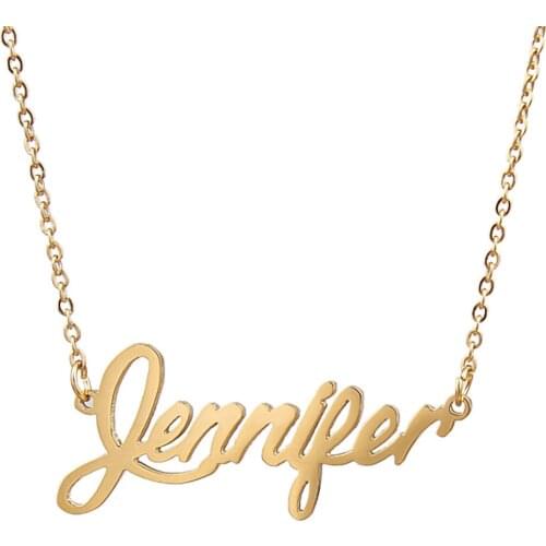 Jennifer Name Necklace Personalised Stainless Steel Women Choker 18k Gold Plated Alphabet Letter Pendant Jewelry Friends Gift