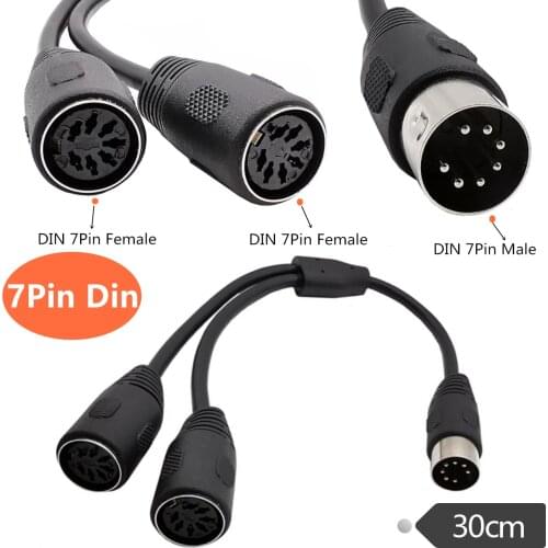 ERE 7 Pin Din Splitter Cable, 7- Pin Plug Male to 2 DIN Female Jack Adapter Y Lead for Bang Olufsen Naim Quad Stereo Systems