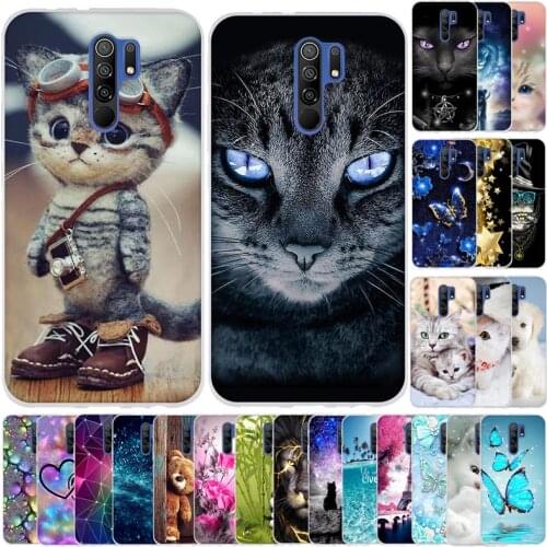 Silicon Case For Xiaomi Redmi 9 Case Cover Black Cute Cartoon Soft TPU Capa Funda For Xiaomi Redmi 9 redmi9 Case Back Cover Etui