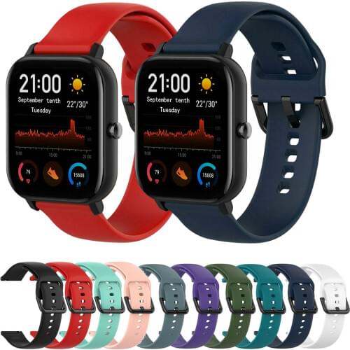 20MM Silicone Sport Watch Band For Samsung Galaxy Watch Active Strap Galaxy Watch 42mm Rubber Watchband For Amazfit BIP GTS Band