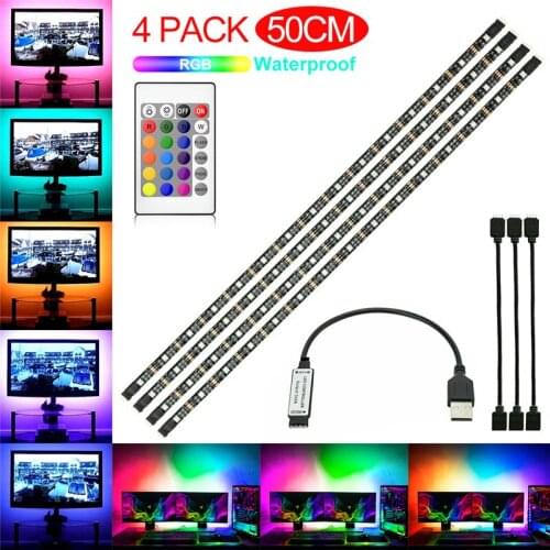 4 Strips 50cm LED Strip Light Backlight for 5V USB Bluetooth 5050 RGB Tape Lamp For TV Background Decoration