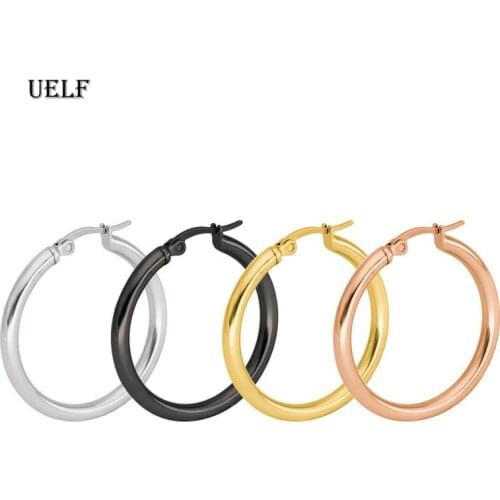 Uelf Gold Silver Color Round Small Hoop Earring for Women Stainless Trendy Jewelry wholesale Earings Women Accessories