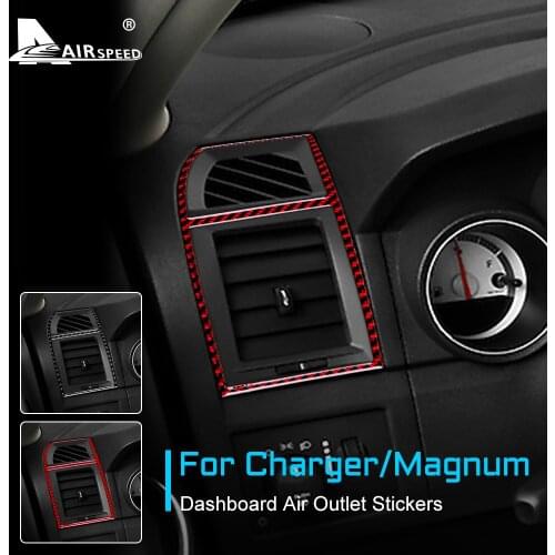 Carbon Fiber for Dodge Magnum Charger 2008 2009 2010 Accessories Interior Trim Car Dashboard Side Air Outlet Vent Cover Sticker
