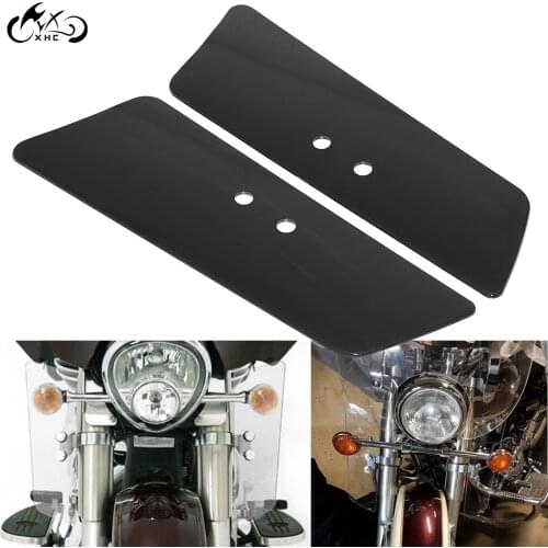 Pair Motorcycle Black Wind Fork Air Deflector For HondaVTX1300R VT1100C2 Kawasaki Vulcan 800 1500 Suzuki VL1500 Yamaha XV1900
