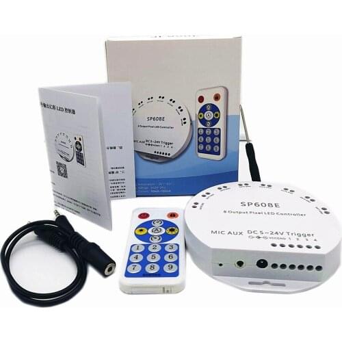 WS2812B Bluetooth APP Music Controller with Remote SP608E 8 CH SP602E 4 CH WS2811 WS2815 LED Light Strip IOS Android App 5V-24V