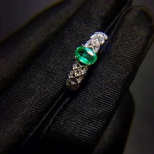 Fashion elegance geometry across Natural green emerald Ring S925 Silver Natural Gemstone Ring girl Womens party Ring Jewelry