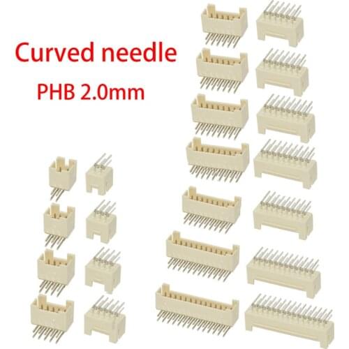 10pcs/lot NEW Original PHB 2.0mm pitch curved needle socket double row buckle 2x2 3 4 5 6 8 10p connector Curved needle