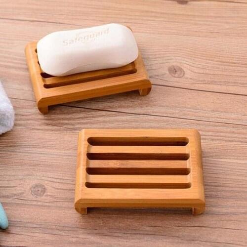 100pcs a lot Natural Bamboo Soap Dishes Tray Holder Storage Soap Rack Plate Box Container Bathroom Japanese style soap box