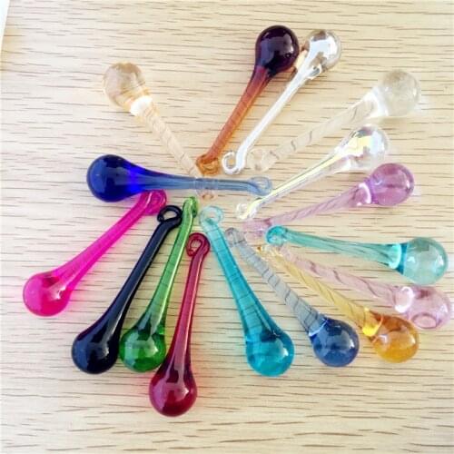14pcs/Lot 20x80mm Mixed Color Crystal Glass Raindrop Prism Pendant Chandelier Crystals Lamp Parts Hanging Lighting Parts
