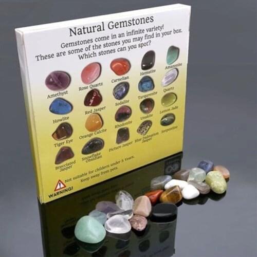 20pcs Natural Crystal Gemstone Polished Healing Chakra Stone Collection Stones Decoration Crafts Mineral Teaching Materials