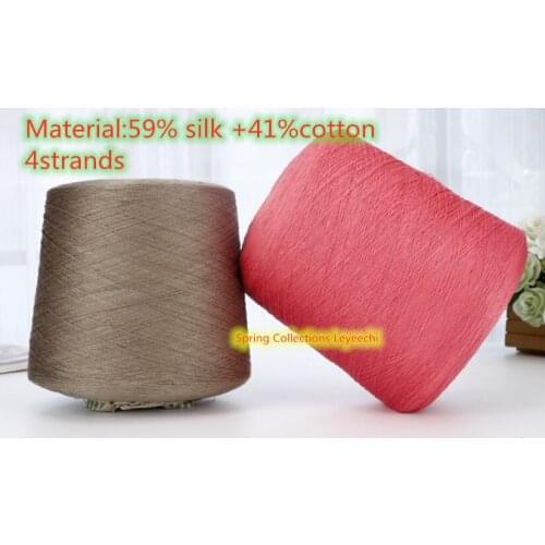 300g/lot Muilt-Color Worsted Soft Smooth 35/4,59% Silk+41% Cotton Yarn Skein Knitting Summer Woolen Yarn 4strands