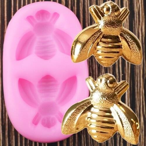 3D Bee Silicone Molds Candy Chocolate Gumpaste Mold DIY Cupcake Topper Fondant Cake Decorating Tools Polymer Clay Jewelry Moulds