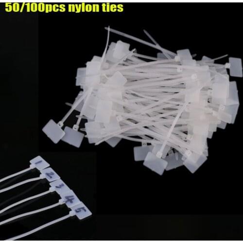 50/100PCS Muti-purpose Nylon Self-Locking Network Cable Zip Tie Tags Trim Wrap Loop Wire Straps Label