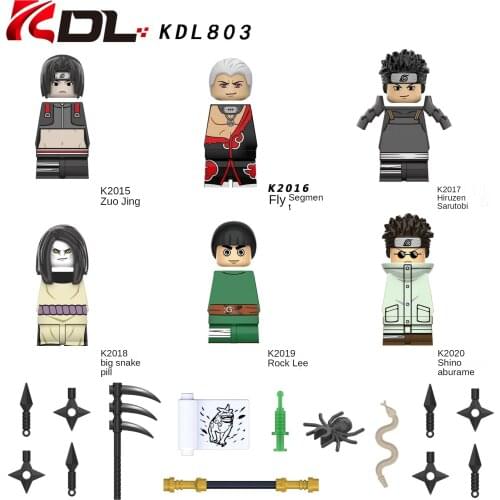 Naruto Sakai Osnake Maru Sarutobi Cut Small Particles Assembling Building Blocks Toy Model Action Doll 6 Childrens Gifts 6Pcs