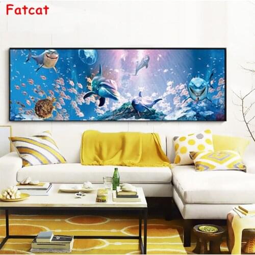 Diamond Painting Marine life, big shark, various fishes Kit Diamond Embroidery Full Square Beaded Rhinestones Art Decor PP1583