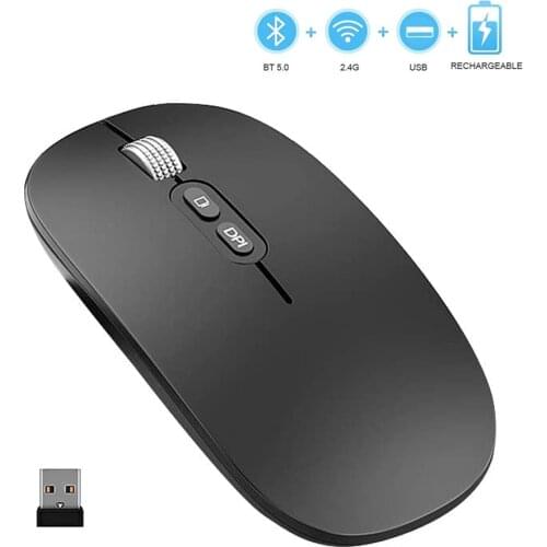 Wireless Bluetooth Mouse Slim Dual Mode(Bluetooth5.0 & 2.4G Wireless) Rechargeable Wireless Mice 3 Adjustable DPI for Laptop mac