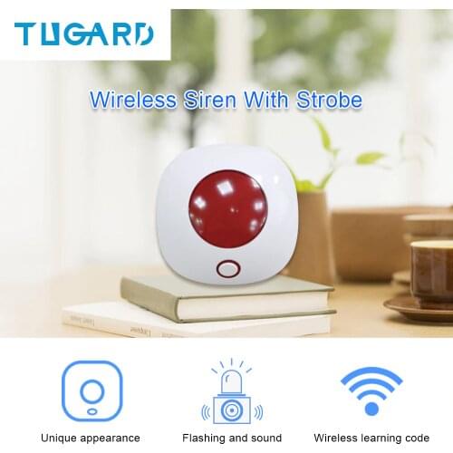 Wireless Siren 433MHz Alarm Mini Horn Siren For Home Security Burglar Alarm Sound System Alarm 110dB Light Flash Strobe Siren