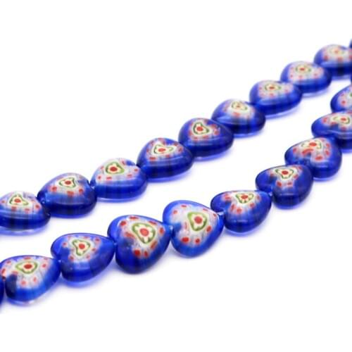 40pcs Fashion thousand flowers glass bead composite bracelet necklace suit beaded jewelry DIY manual suit 9*9mm Heart Shape