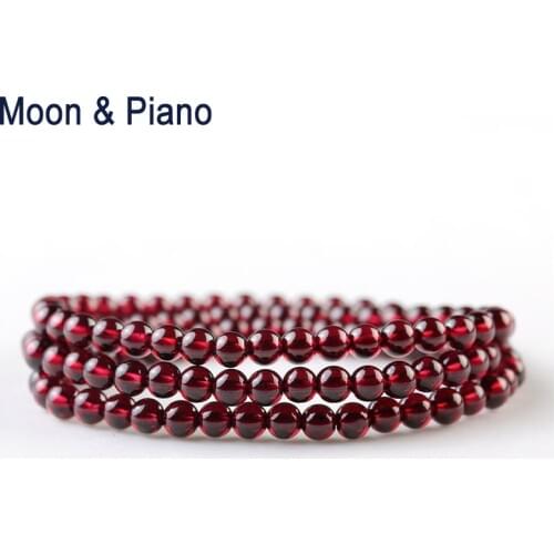 Moon & Piano Brand Natural Red Garnet Bracelets Classic Jewelry for Woman Multi-layer Graceful Bracelet Birthday Gift