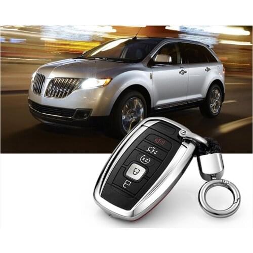 Car Key Case Cover Genuine Leather Galvanized Alloy for Ford 2018 EcoSport for Lincoln 2017 MKC MKZ MKX Key Protector Case