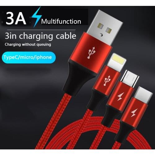 Garas 3 In 1 Micro USB Type C Charger Cable Multi Usb Port Multiple Usb Charging Cord Usb Mobile Phone Wire For Android micro