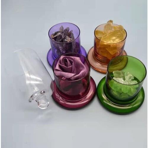 Crystal Glass Incense Jar Candle, Immortalized Flower Glass Candlestick with Cover, Decoration Golden Bell Jar Handmade Crafts