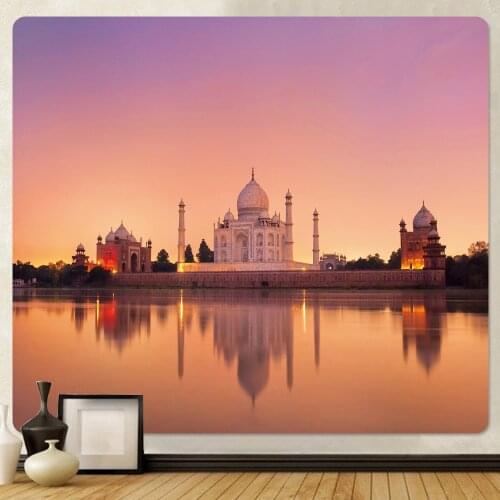 Indian architecture landscape home decoration art tapestry psychedelic scene hippie bohemian decoration yoga mat sofa blanket