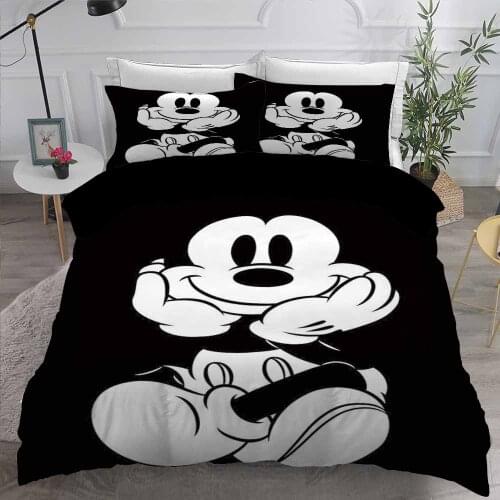 Disney Black and White Mickey Minnie Mouse Bedding Sets Boy Girl Adult Twin Full Queen King Bedroom Decoration Duvet Cover Set