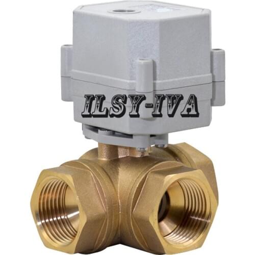 DN25 1" DC5V brass electric ball valve,horizontal 3 way motorized ball valve